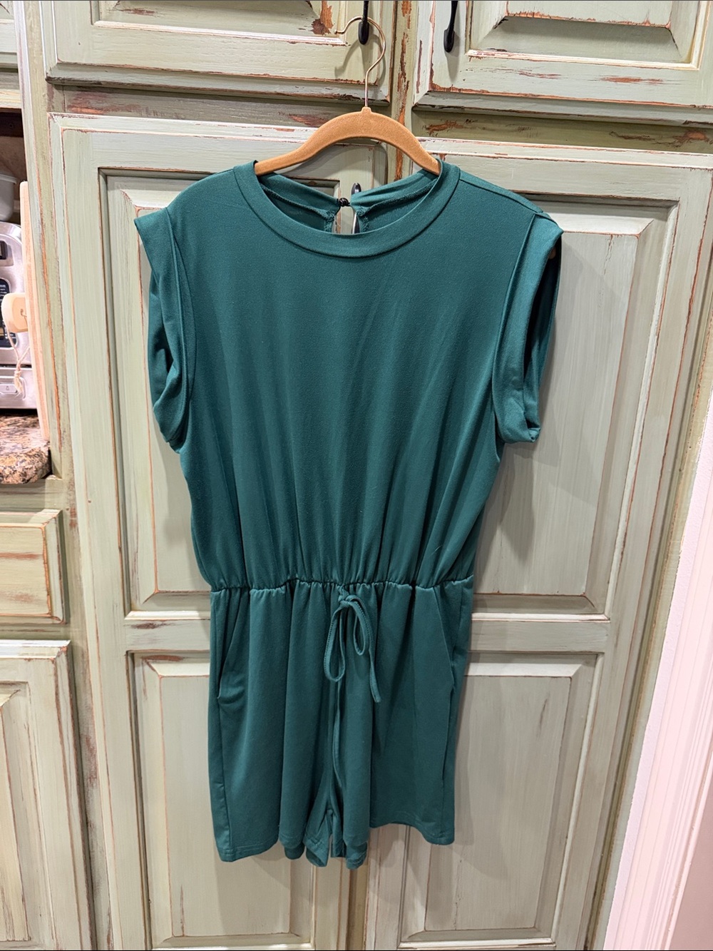 SHEIN Teal Drawstring Waist Romper